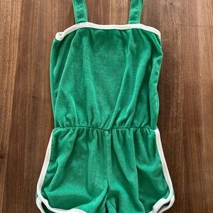 GAP Kids Green Terry cloth Kids Romper with White Trim